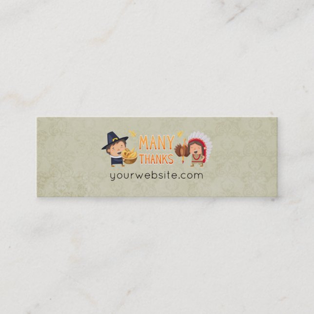 Cartão De Visita Mini Muitos Obrigados Peregrinos E Grateful Juntos (Frente)