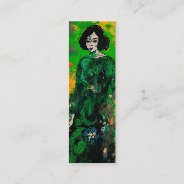 Cartão De Visita Mini mulher em campo colorido (Frente)