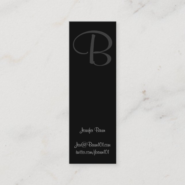 Cartão De Visita Mini Murray Hill preto e branco (Frente)