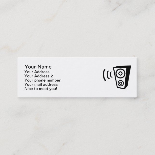 Cartão De Visita Mini Música da batida do auto-falante (Frente)