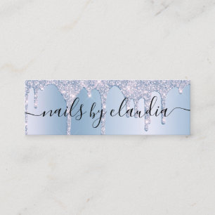 Cartão De Visita Mini na moda azul eslegante gotas unhas