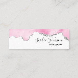 Cartão De Visita Mini Na moda de Borda Glitter Cintilante Rosa e Silver