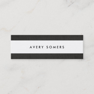 Cartão De Visita Mini Na moda de faixa branca e preto simples