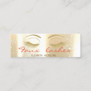 Cartão De Visita Mini Na moda moderno elegante, brilhante, Dourado, Lash