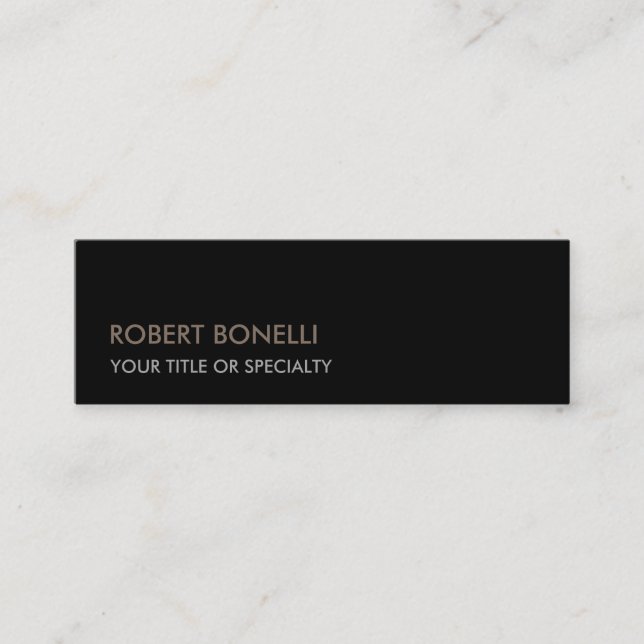 Cartão De Visita Mini Na moda preto fino único moderno (Frente)