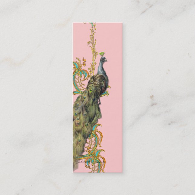 Cartão De Visita Mini Negócios/Cartão de visita de Filigree Dourado Peac (Frente)