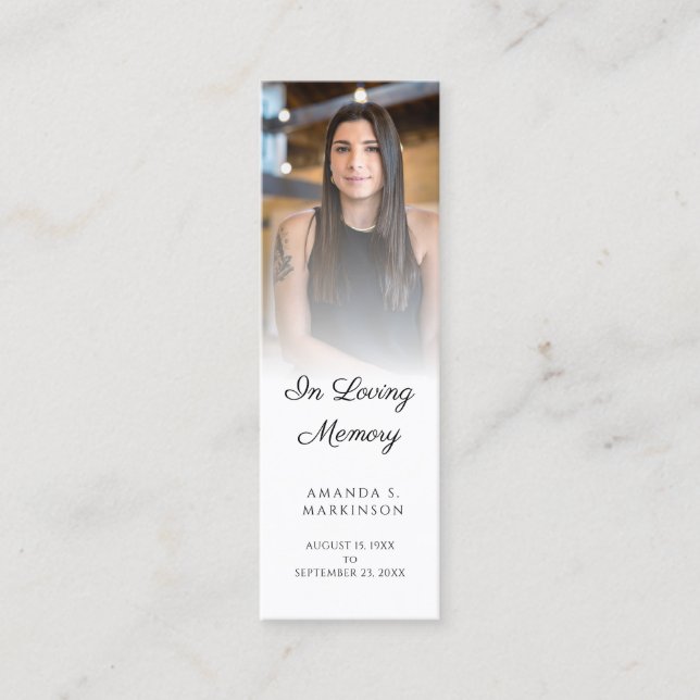 Cartão De Visita Mini No Loving Memory Photo Simple Funeral Bookmark (Frente)