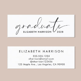 Cartão De Visita Mini Nome de Graduação de Script Chic