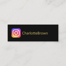 Cartão De Visita Mini Nome de usuário do Instagram preto moderno