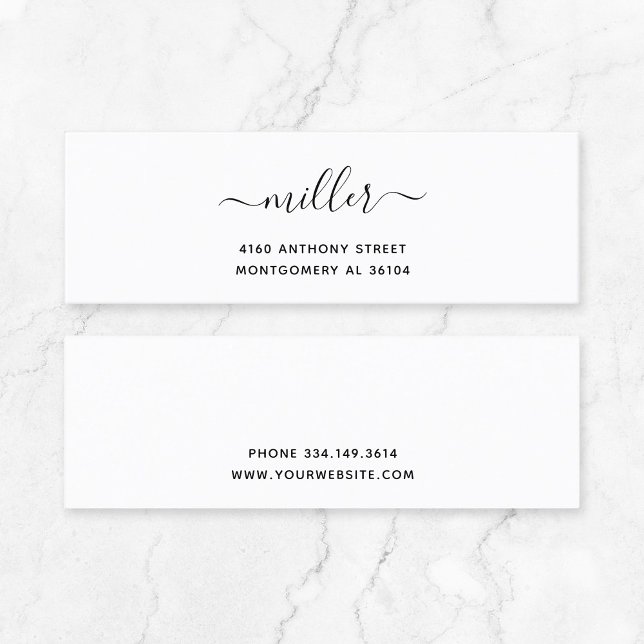 Cartão De Visita Mini Nome moderno manuscrito e endereço de devolução 08 (Timeless Quiet Luxury Calligraphy Small Business Essential - Timeless Typography Mini Business Card.)