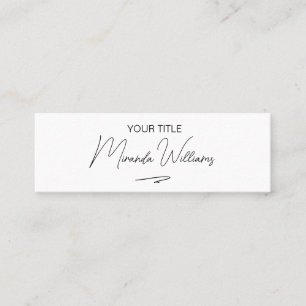 Cartão De Visita Mini Nome Personalizado Escrito Manuscrito Mínimo Branc