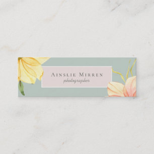 Cartão De Visita Mini O Aqua pálido cora aguarela floral