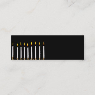 Cartão De Visita Mini O branco de queimadura de Hanukkah Menorah Candles