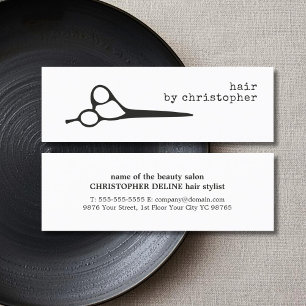 Cartão De Visita Mini O branco preto elegante simples Scissor o