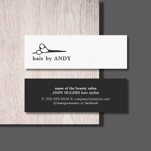 Cartão De Visita Mini O branco preto legal moderno Scissors o cabelo
