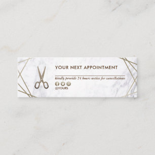 Cartão De Visita Mini O ouro de Brown Scissors a nomeação de mármore do