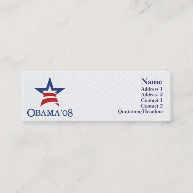 Cartão De Visita Mini Obama - magro (Frente)