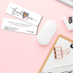 Cartão De Visita Mini obrigado cardíaco único de script moderno que você