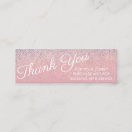 Cartão De Visita Mini Obrigado Faux Pink e Purple Spark Glitter