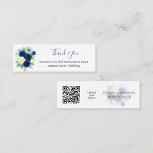 Cartão De Visita Mini Obrigado Real Rosa de Desconto Código QR Inserir