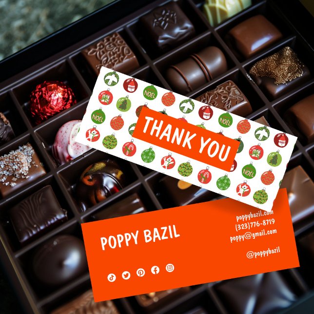 Cartão De Visita Mini Obrigado Solicitar ícones de mídia social Feriado  (Thank You Order Social Media Icons XMAS Holiday Mini Business Card
)