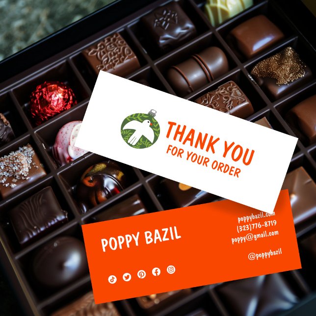 Cartão De Visita Mini Obrigado Solicitar ícones de mídia social Feriado  (Thank You Order Social Media Icons XMAS Holiday Mini Business Card
)