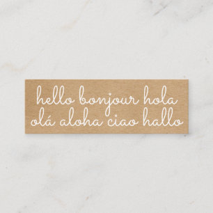 Cartão De Visita Mini Olá Internacional Elegante Rustic Kraft