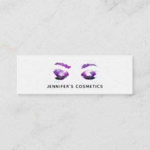 Cartão De Visita Mini Olhos Roxos Glamorosos e Brows Watercolor 