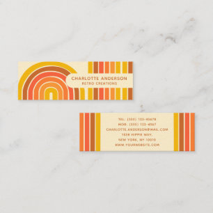 Cartão De Visita Mini Onda Retro Abstrata Nome Personalizado