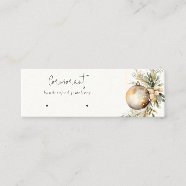 Cartão De Visita Mini Ornamentos Dourados de pinheiro de Natal Ouvindo H (Frente)