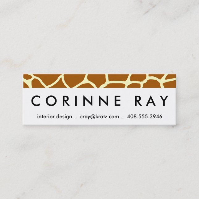 Cartão De Visita Mini Padrão Animal Amarelo Giraffe Impressão Clássico (Frente)
