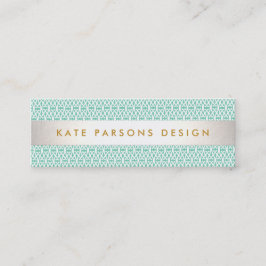 Cartão De Visita Mini Padrão de Casa Branca e Mint do Na moda Designer