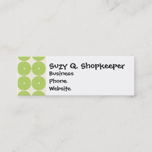 Cartão De Visita Mini Padrão de Discos nos Círculos Nítidos Verde Pri
