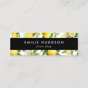 Cartão De Visita Mini Padrão de limão, Flores de limão, Citros, Compro d
