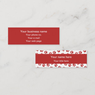 Cartão De Visita Mini Padrão De Patas, Patas De Cachorro, Patas De Gato,