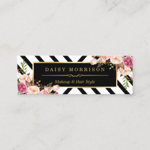 Cartão De Visita Mini Padrão Dourado de linha de Abstrato Floral de Beau