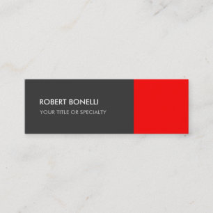 Cartão De Visita Mini Padrão Elegante Único Vermelho de Cinza Especial