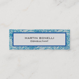 Cartão De Visita Mini Padrão Floral de Vintage Azul Magra Slim