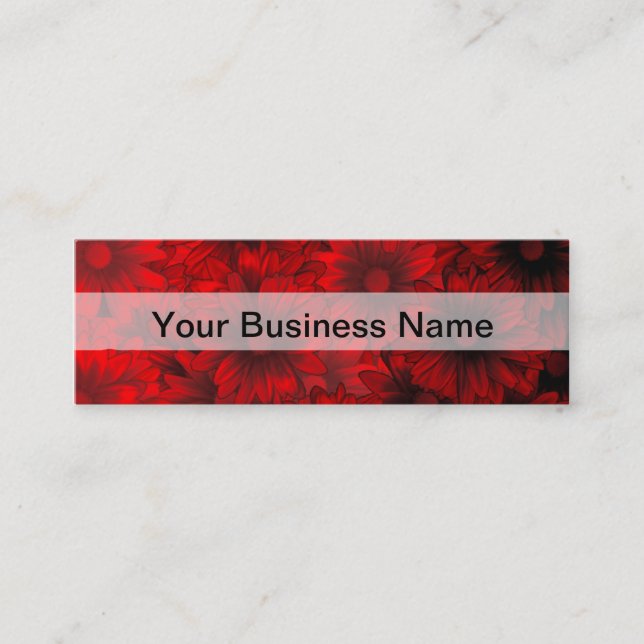 Cartão De Visita Mini Padrão floral vermelho escuro (Frente)