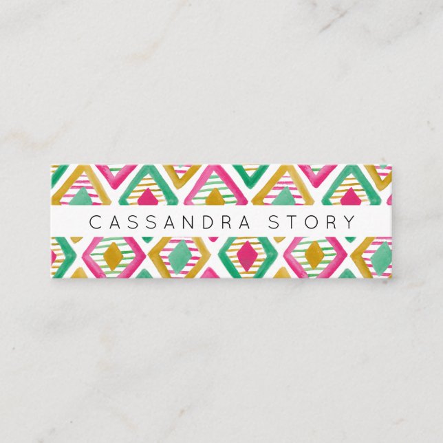 Cartão De Visita Mini Padrão Moderno de Aquarela de Ouros Brilhantes (Frente)