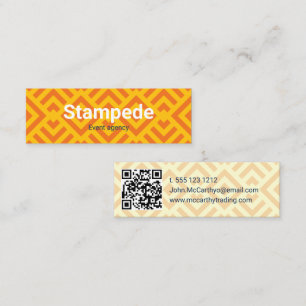Cartão De Visita Mini Padrão Xadrez Chevron Laranja Amarelo Colorido
