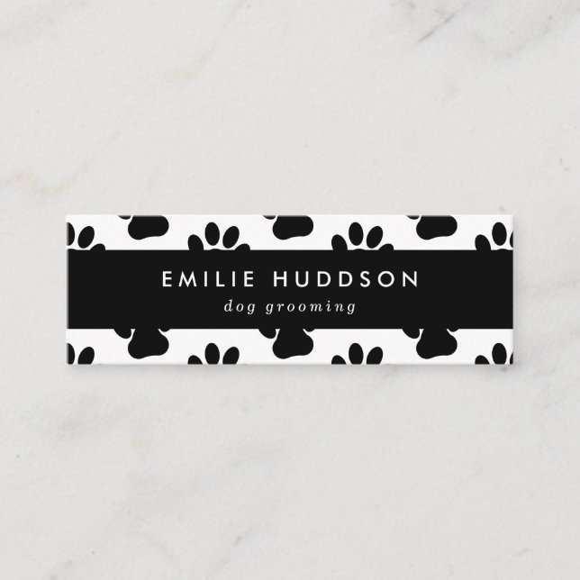 Cartão De Visita Mini Padrões De Patas, Cachorro, Cachorro-Walker, Compr (Frente)