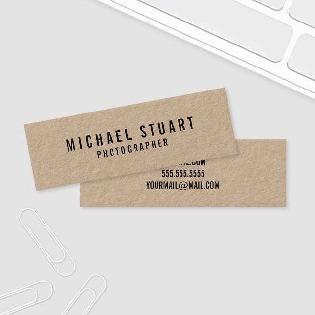 Cartão De Visita Mini Papel Kraft de texto em negrito profissional (Criador carregado)