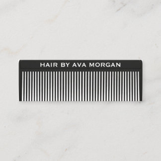 Cartão De Visita Mini Pente Preto de Estilista de Cabelo Moderno Salão M