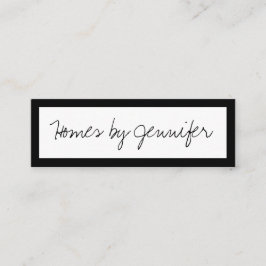 Cartão De Visita Mini Perfil de Borda Preta de Manuscrito de Assinatura