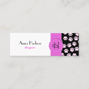 Cartão De Visita Mini Persiga as patas, traços, Pata-impressões - pret