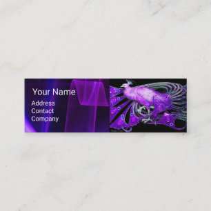 CARTÃO DE VISITA MINI PICO DE VIOLETA ELEGANTE, MONOGRAMA AZUL PRETO