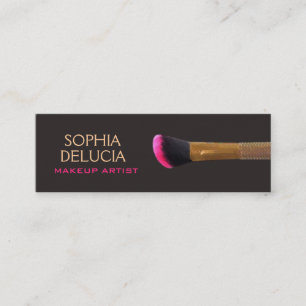 Cartão De Visita Mini Pincel de maquiagem rosa Dourada do artista legant