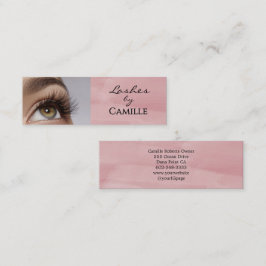 Cartão De Visita Mini Pink Black Script Photo Lashes Mini Business Card