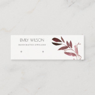 CARTÃO DE VISITA MINI PINK BLUSH FOLIAGE WATERCOLOR EARRY LOGO DE EXIBI